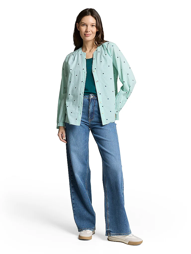 Tom Tailor Chemisier à Manches Longues 1049804 Blue Haze Heart Design 40 Femme 2